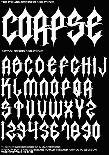Corpse – Heavy Metal So Cal Font